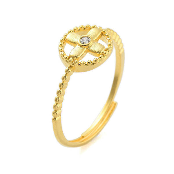 Flat Round with Cross Clear Cubic Zirconia Adjustable Rings