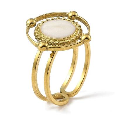 304 Stainless Steel Enamel Open Cuff Rings for Women