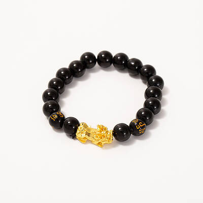 Natural Obsidian & Pi Xiu Stretch Bracelet