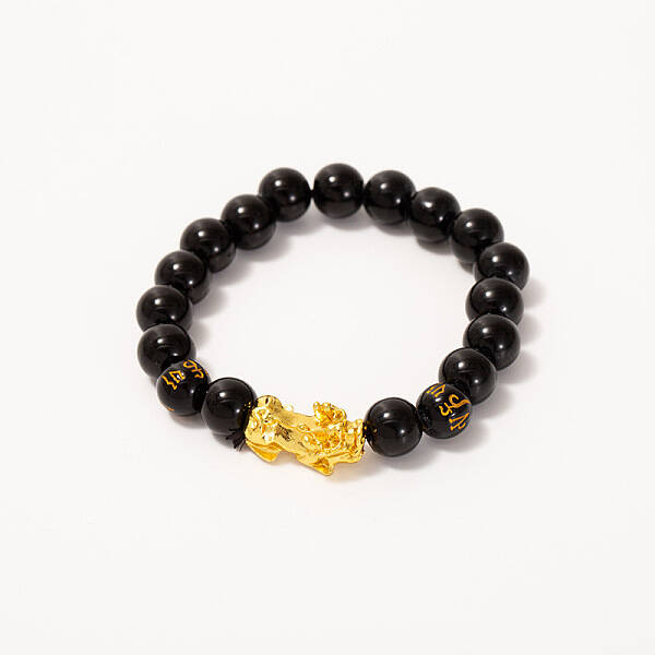 Natural Obsidian & Pi Xiu Stretch Bracelet