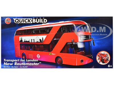 Skill 1 Model Kit Routemaster Double-Decker Bus Transport for London Snap Together Plastic Model Kit by Airfix Quickbuild