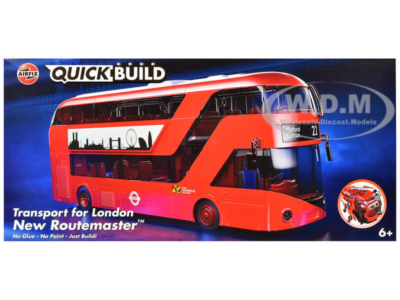 Skill 1 Model Kit Routemaster Double-Decker Bus Transport for London Snap Together Plastic Model Kit by Airfix Quickbuild