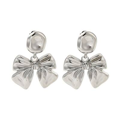 304 Stainless Steel Bowknot Stud Earrings for Women