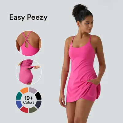 Halara Everyday Softlyzero  Fabric Backless 2-in-1 Flare Workout Dress-Wannabe-Easy Peezy#TikTokShopBacktoSchool
