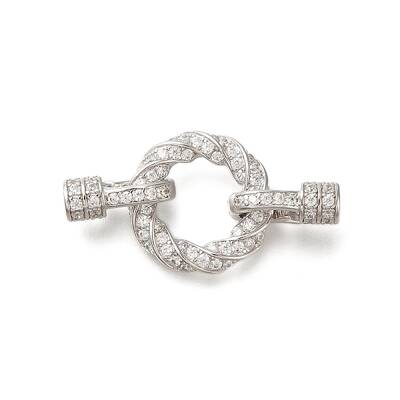 925 Sterling Silver Micro Pave Clear Cubic Zirconia Fold Over Clasps