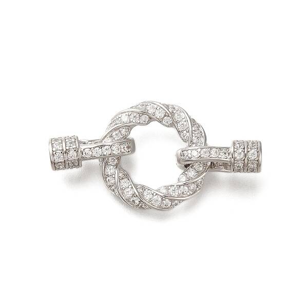 925 Sterling Silver Micro Pave Clear Cubic Zirconia Fold Over Clasps