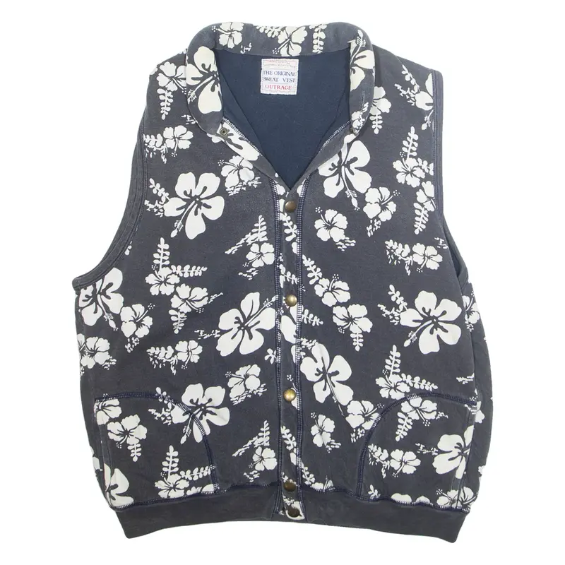 THE ORIGINAL SWEAT VEST Womens Gilet Grey Floral L