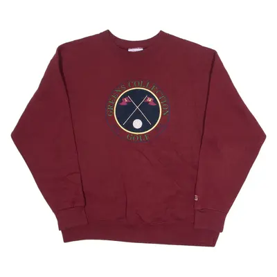 CRABLE SPORTSWEAR Golf Mens Sweatshirt Maroon Crew Neck 90s L