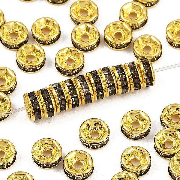 Brass Rhinestone Spacer Beads