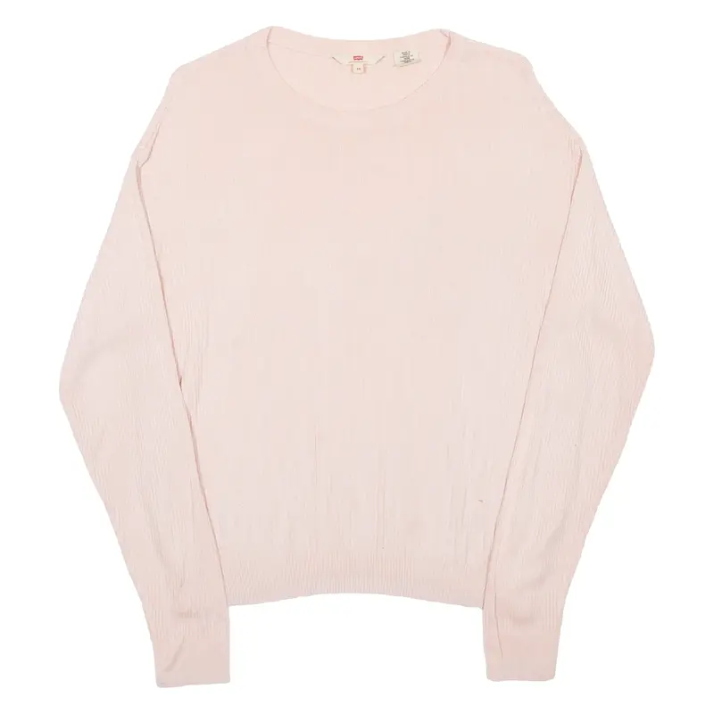 LEVI'S Ribbed Womens Jumper Pink Tight Knit Viscose XS
