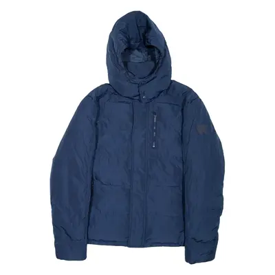 WRANGLER Mens Puffer Jacket Blue Hooded M