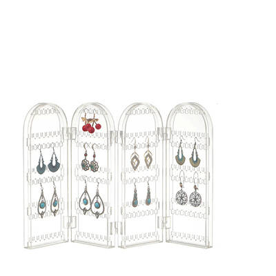 Acrylic Earring Display Folding Screen Stands with 4 Folding Panels