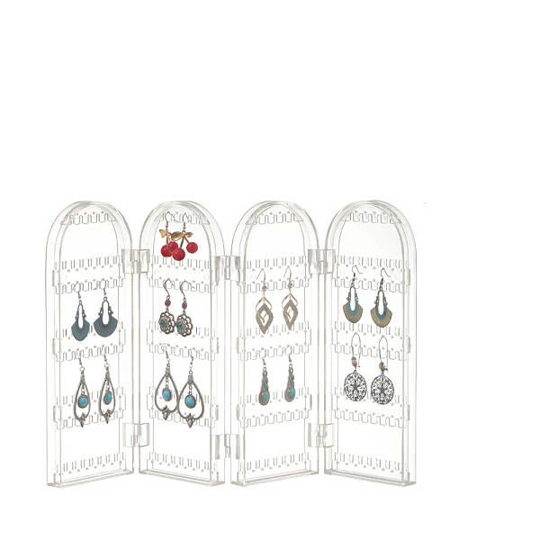 Acrylic Earring Display Folding Screen Stands with 4 Folding Panels