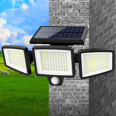 Tuffenough Solar Outdoor Lights,3 Heads Motion Sensor Security Lights with Remote Control, 270° Wide Angle Flood Wall Lights...