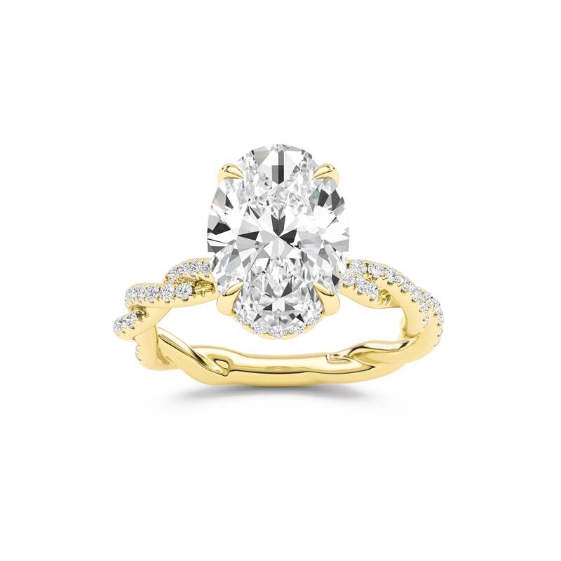 ChiraTan Oval Lab Grown Diamond Engagement Ring | 14K Yellow Gold 4 3/8 CT. TW.