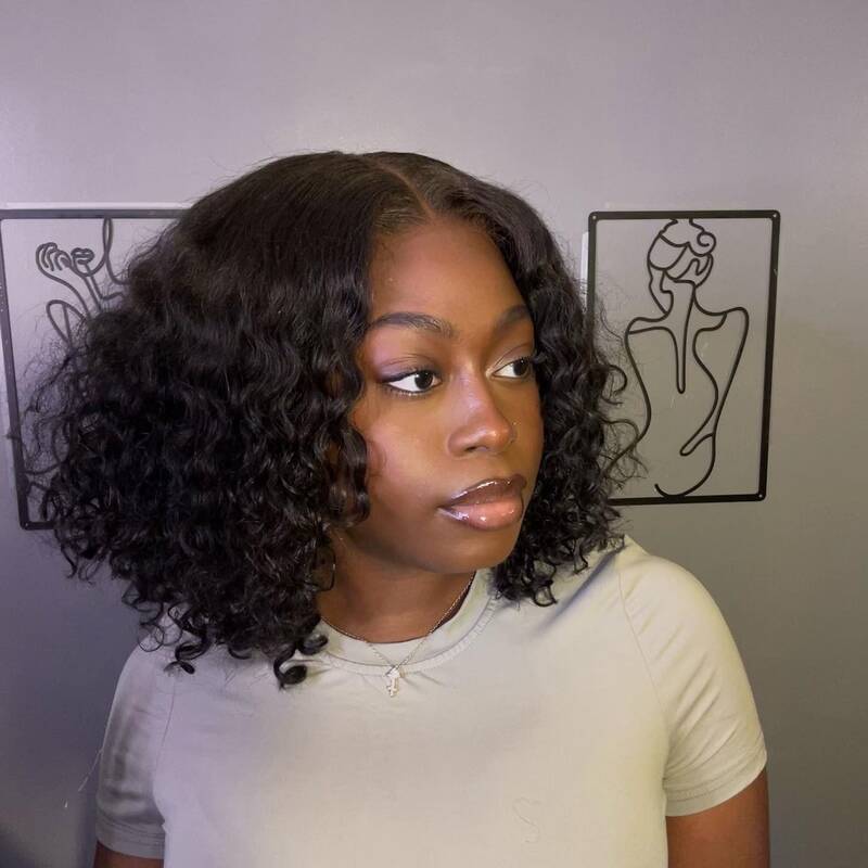 Short Bob Water Wave Wear Go Wig 7x5 HD Lace Closure 180% Glueless Wig