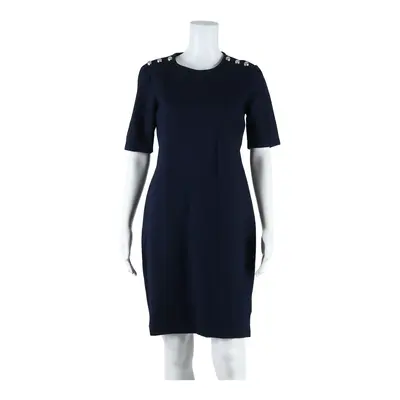 LAUREN RALPH LAUREN Womens Bodycon Dress Blue Short Sleeve Midi M