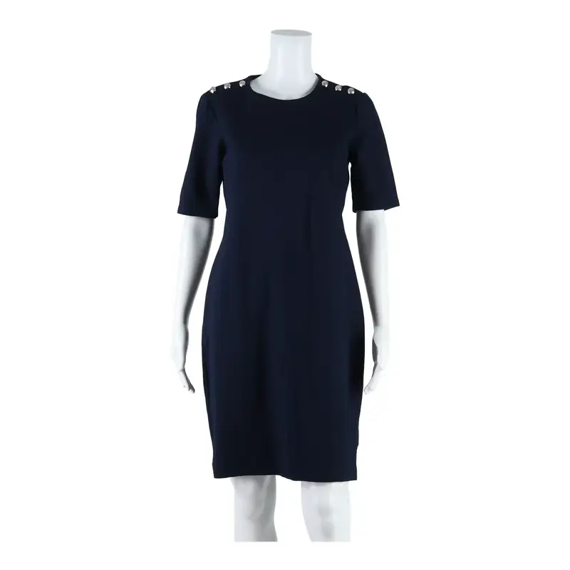 LAUREN RALPH LAUREN Womens Bodycon Dress Blue Short Sleeve Midi M