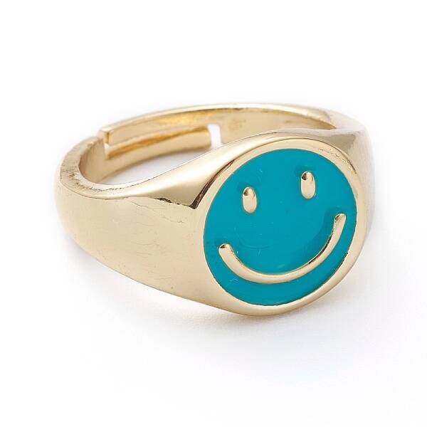 Adjustable Brass Enamel Finger Rings