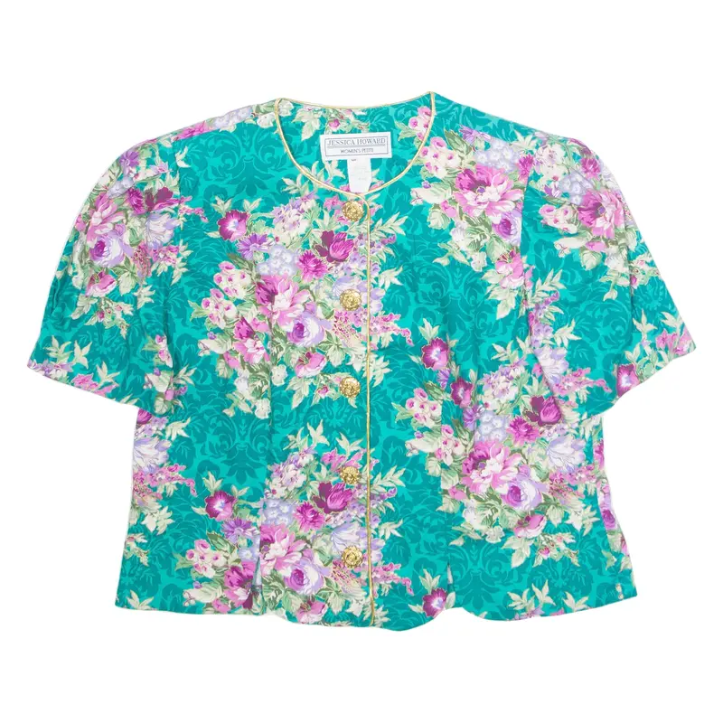 JESSICA HOWARD Womens Printed Shirt Green Floral M