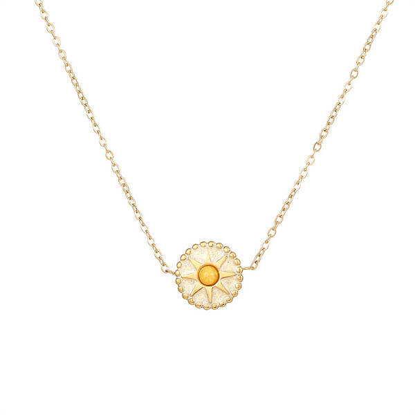 Stylish Stainless Steel Gold-Plated Cat Eye Necklace and Bracelet