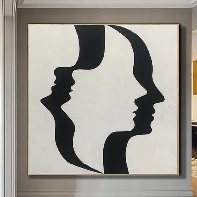 Black And White Fashion Art Extremely Unique Painting On Canvas Original Black And White Art Abstract Face Painting | OPTICAL...