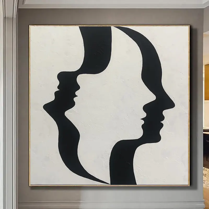 Black And White Fashion Art Extremely Unique Painting On Canvas Original Black And White Art Abstract Face Painting | OPTICAL...