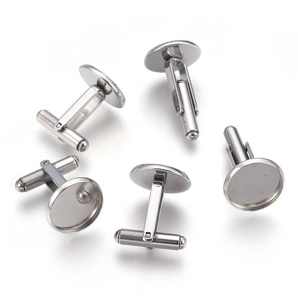 Tarnish Resistant Flat Round Stainless Steel Cuffinks
