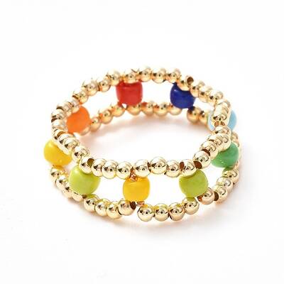 Glass Seed Beads Rings for Teen Girl Women