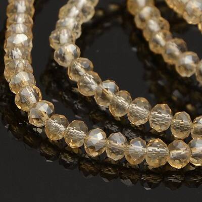 Pearl Luster Plated Faceted Rondelle Glass Beads Strands