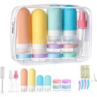 Travel Bottle Set with Storage Bag, 17pcs/set Leak-proof Silicone Squeezable Container for Toiletries, Skincare, Portable Emp...