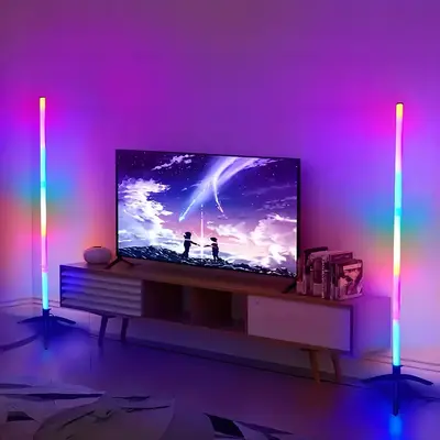 USB Powered LED Floor Lamp, Color Changing LED Floor Light with Remote Control, Decorative Floor Ambient Light for Bedroom, L...