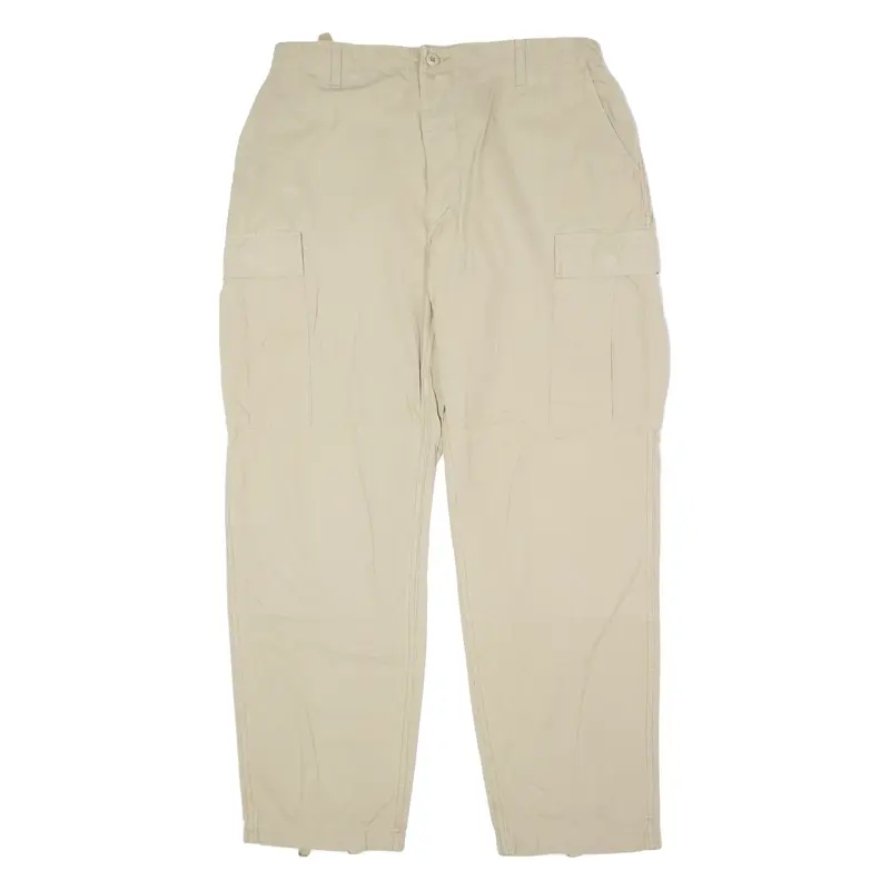 US Military Cargo Mens Trousers Beige Relaxed Wide-Leg W34 L29