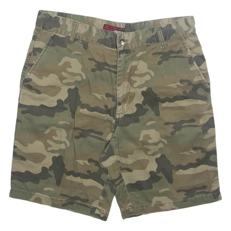 DISTORTION Mens Workwear Shorts Green Camouflage M W34
