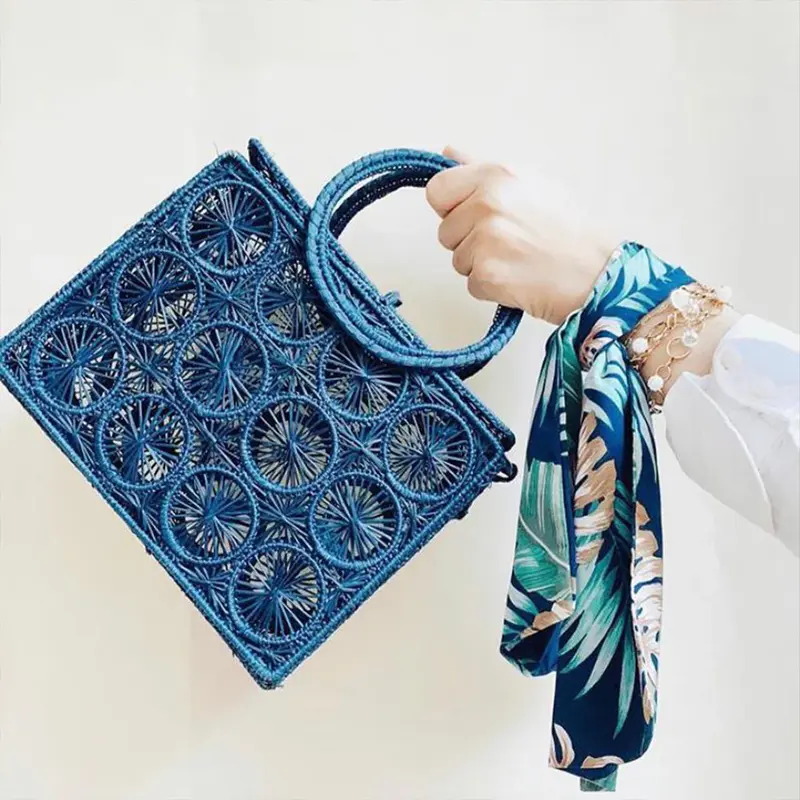 Mambo Palm Bag - Straw Bag - Hand Woven Iraca Palm Bag, Top Handle Purse | Color: Café