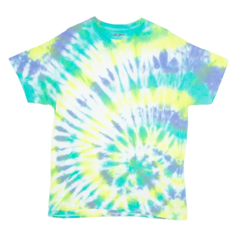 GILDAN Mens Tie Dye T-Shirt Green Crew Neck L