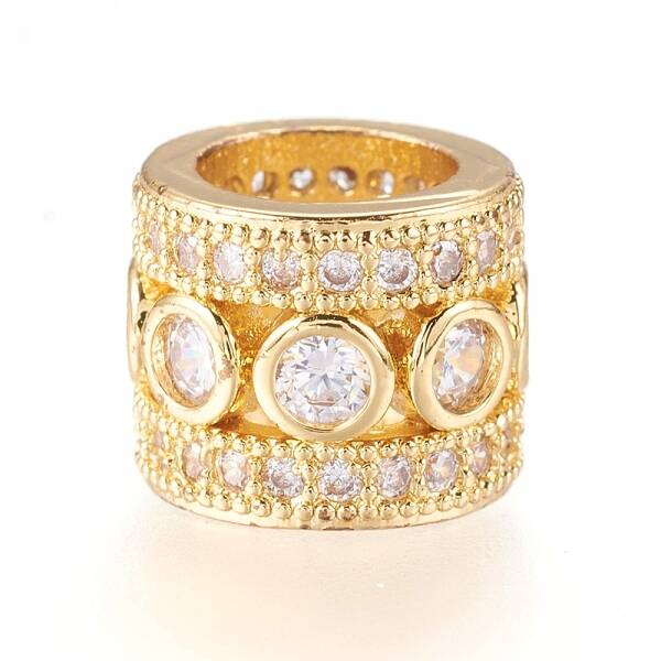 Brass Micro Pave Cubic Zirconia Beads
