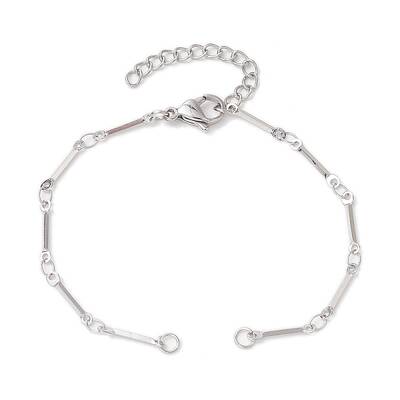 304 Stainless Steel Cuboid Bar Link Chain Bracelet Making