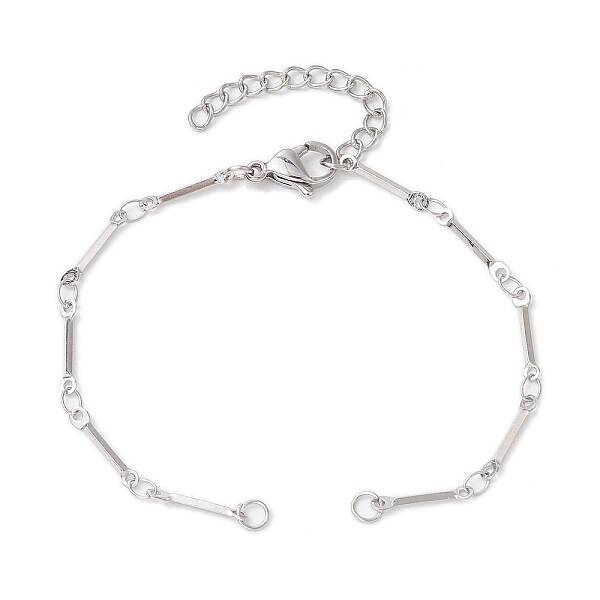 304 Stainless Steel Cuboid Bar Link Chain Bracelet Making