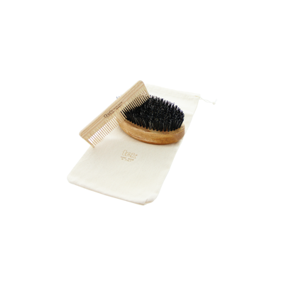 Tek - Beard Care Kit | Brush with Nylon Bristles & Comb with Cotton Pouch