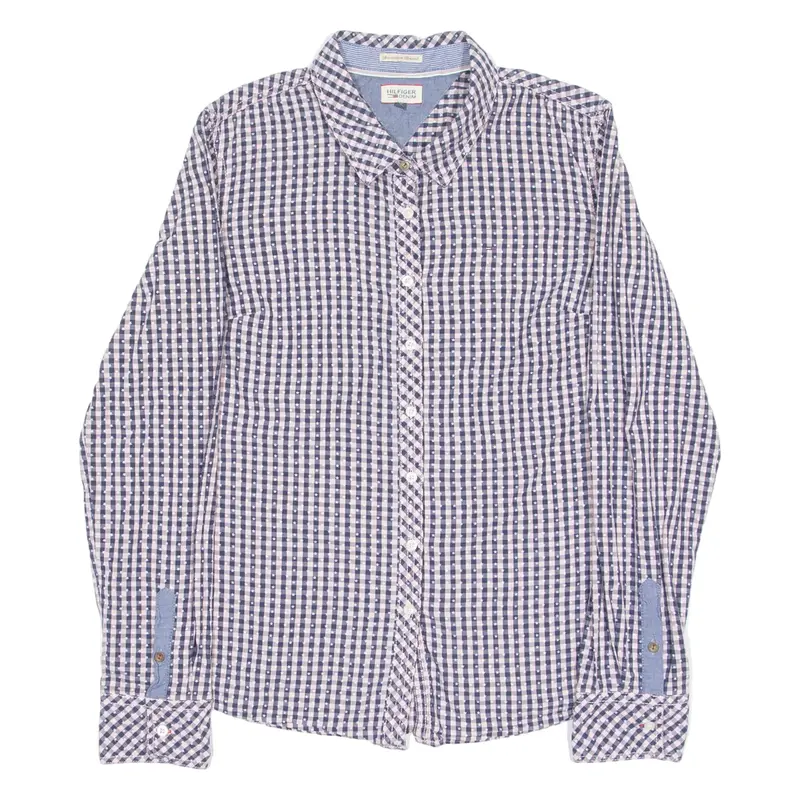 TOMMY HILFIGER Stars Womens Shirt Pink Check Long Sleeve L