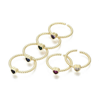 Brass Micro Pave Cubic Zirconia Cuff Rings