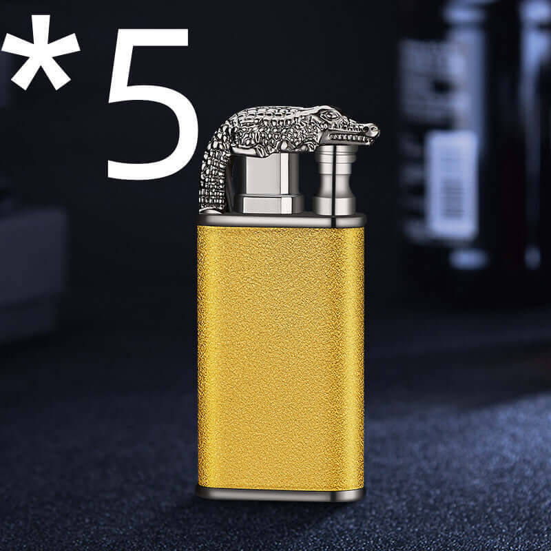 Creative Blue Flame Lighter | Color: Gold Scrub Crocodile bk872 | quantity: 5PCS