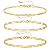 KissYan Gold Layered Ankle Bracelets for Women, Dainty 14k Gold Plated Layering Anklets Set Adjustable Fashion Cuban Link Sna...