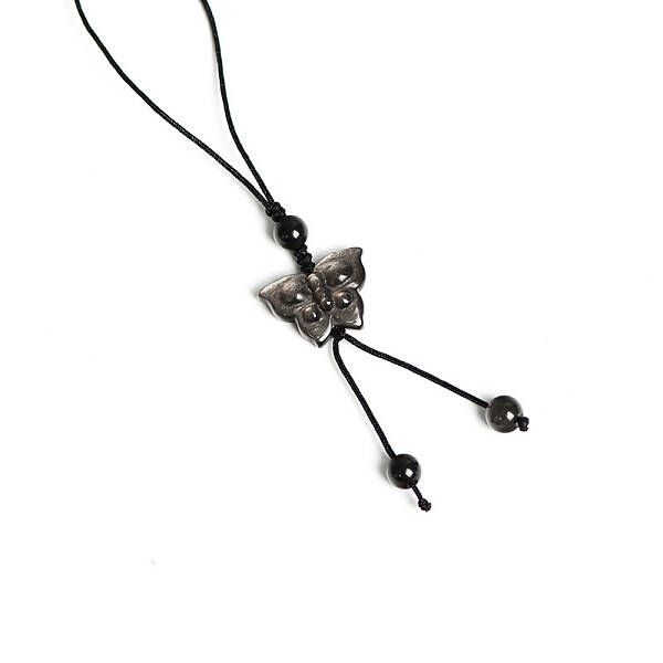 Natural Silver Obsidian Pendant for Mobile Phone Strap