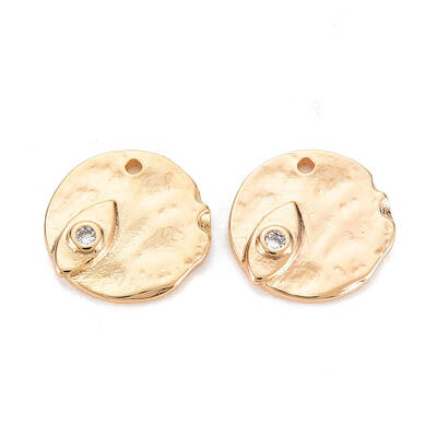 Brass Micro Pave Clear Cubic Zirconia Charms