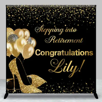 Gold High Heels Custom Congrats Retirement Backdrop