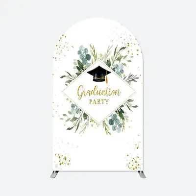 Aperturee White Green Leaves Graduation Party Arch Backdrop | Chiara Wall Backdrop Diy | Custom Arched Wall Covers | Chiara A...