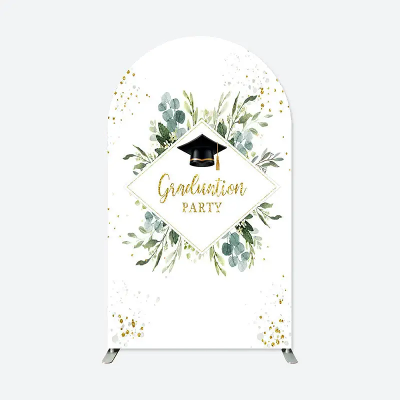 Aperturee White Green Leaves Graduation Party Arch Backdrop | Chiara Wall Backdrop Diy | Custom Arched Wall Covers | Chiara A...