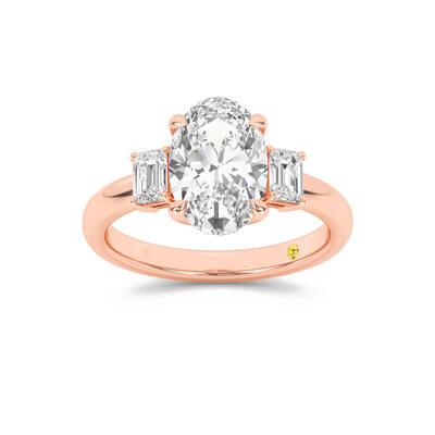 Moonbeam Three Stone Oval Lab Grown Diamond Engagement Ring | 10K Rose Gold 2 1/2 CT. TW.